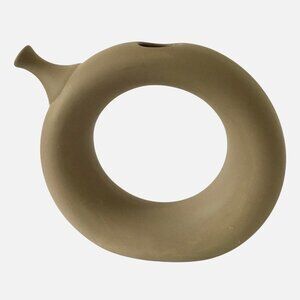 Modernist HARTSTONE USA Sculptural Donut Vase 11” Studio Pottery Signed Vtg MCM